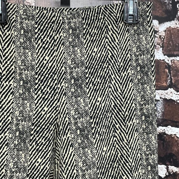 Free People Pants Printed Beige Black Side Zip Flat Front Small - Picture 11 of 13